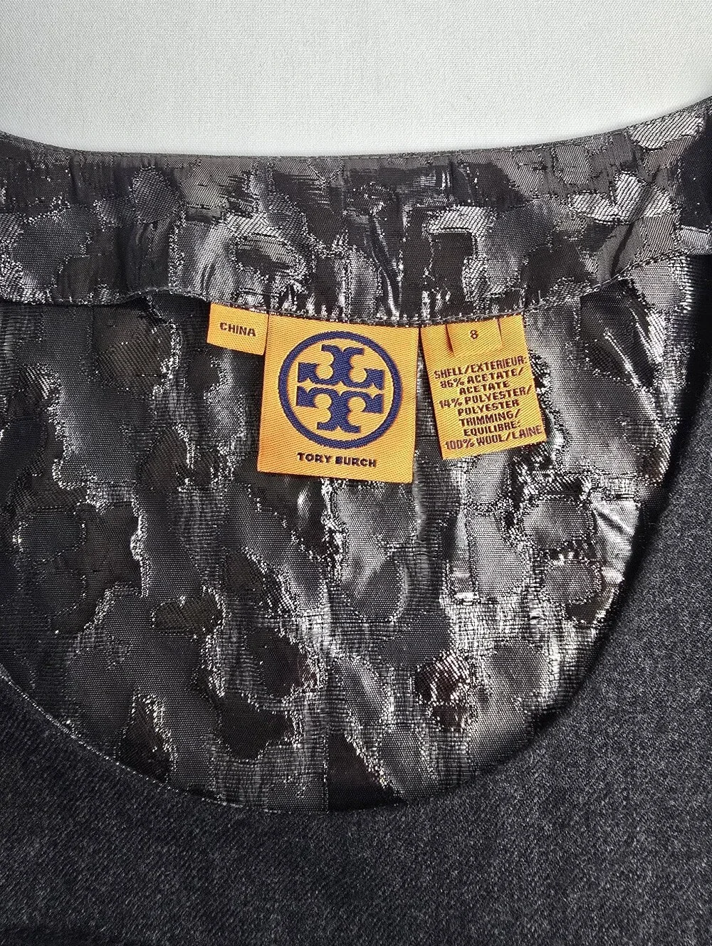 Tory Burch Black Metallic Sleeveless Leopard Animal Print Top Size 8 Blouse